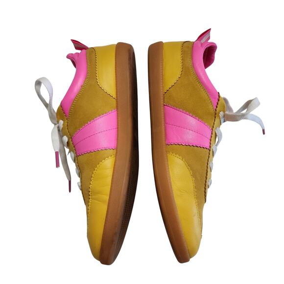 Boden Womens Yellow Erin Retro Tennis Trainers Size US8 EU39 Mustard Pink Suede - Picture 5 of 10